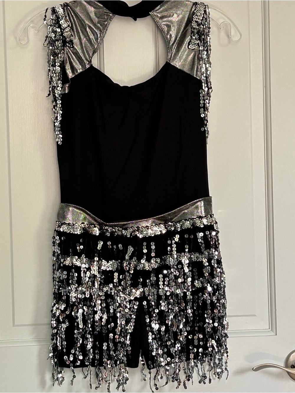 Revolution Black Dress with Silver Sequin Fringe